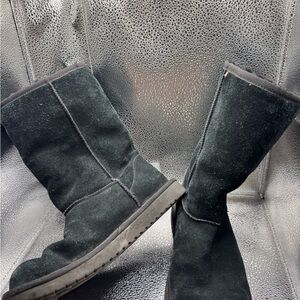 Koolaburra UGG Classic Tall Boots Black Suede Shearling 1017089 Womens Sz 8 US